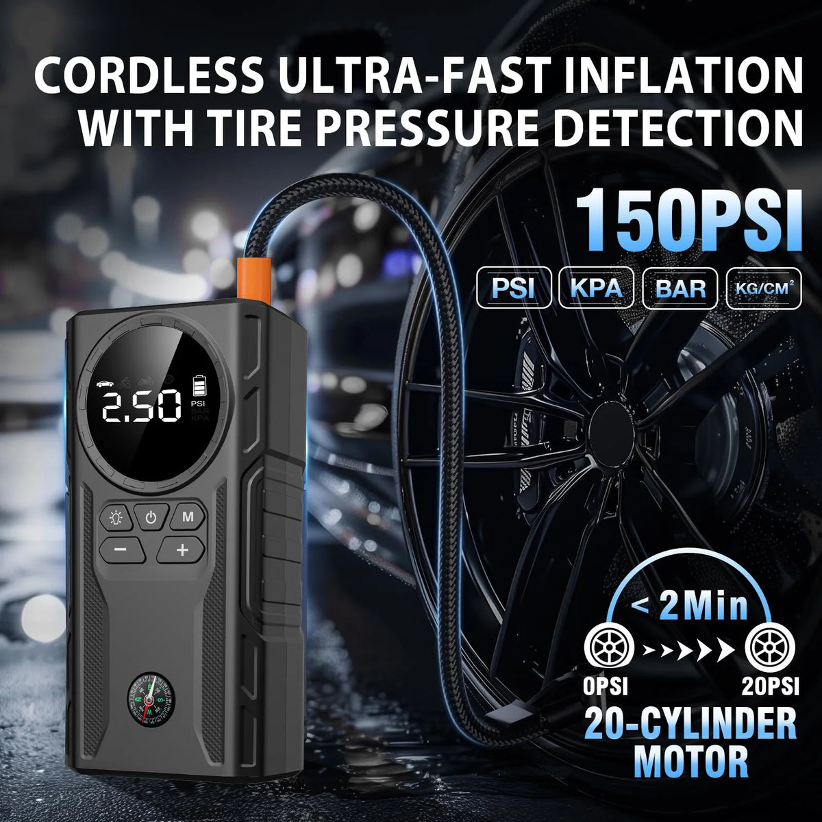 4000A Portable Car Jump Starter With Air Compressor
