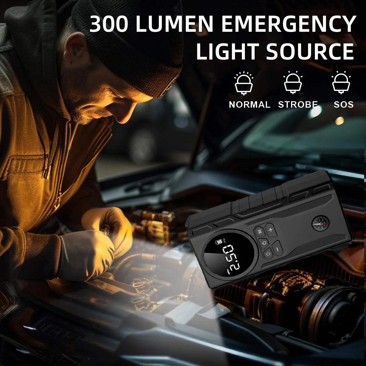 4000A Portable Car Jump Starter With Air Compressor